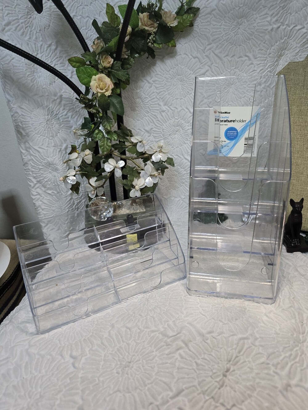 Clear Acrylic Literature Holder Organizer & Business Card Holder, New